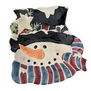 Santas Workbench Christmas Entertaining Cookie Plate Vintage 2001 Y2K Snowman‎